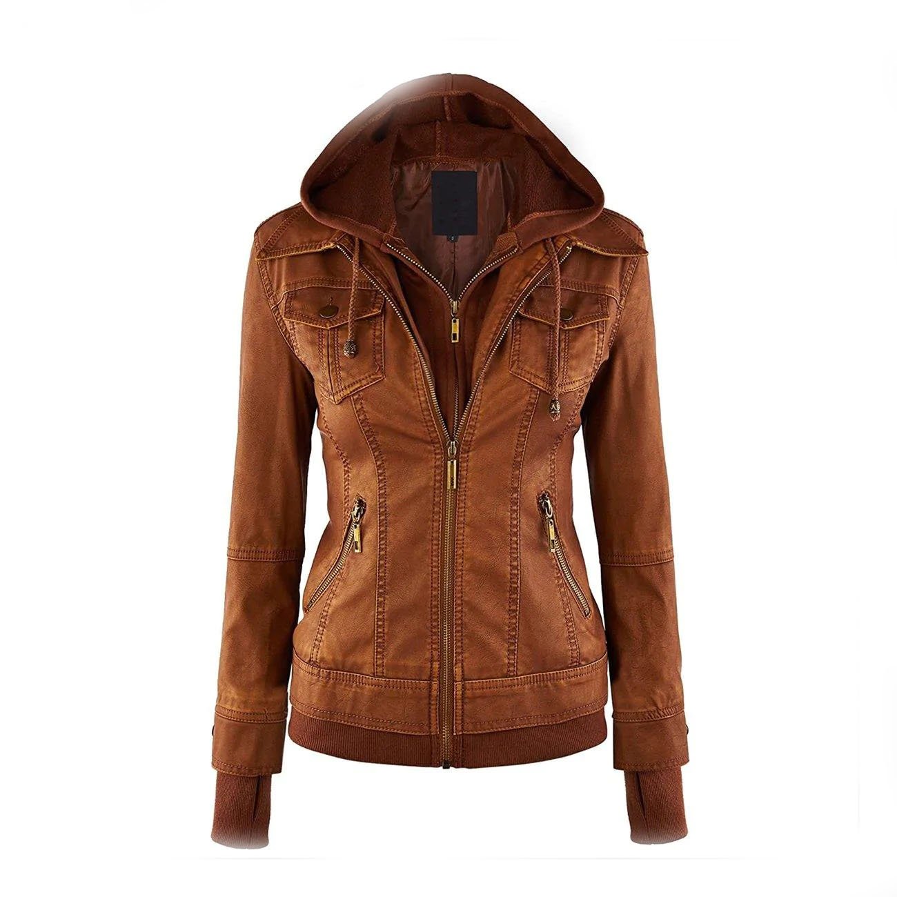 1-605.jpg Leather Moto Biker Fashion Jacket For Women - Image 1