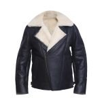 Men White Shearling Leather Jacket