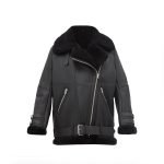 Women Pitch Black B3 Shearling Leather Jacket