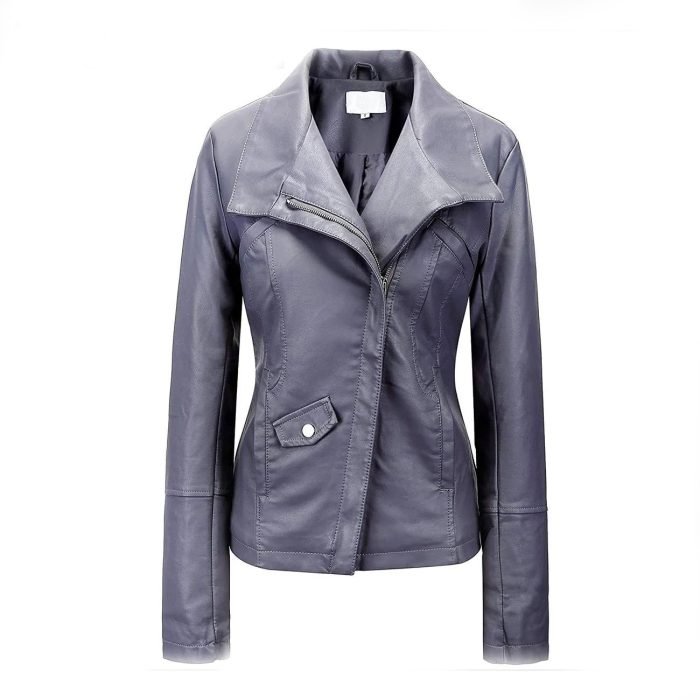 Signature Bow Hoodie Leather Bomber Jacket For Women - Image 1