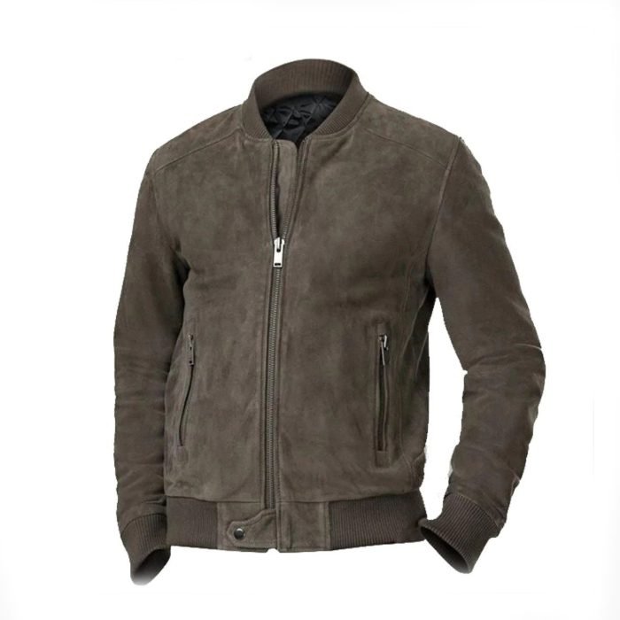 Men Ash Grey Bomber Jacket - Image 1