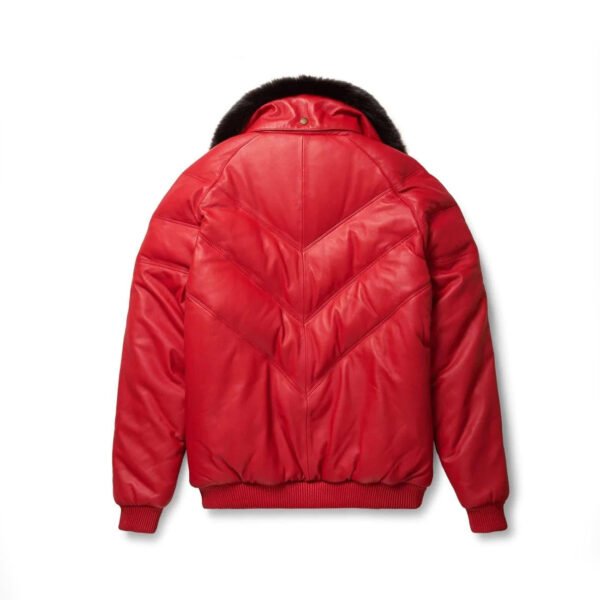 New Red Styles V-Bomber Leather Jacket For Men
