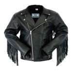 Men's Leather Jacket With Tassels Fringe Motorbike Jacket Brando Cruiser Perfect