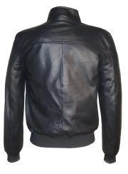 Men Crocodile Quilted Leather Bomber Jacket - Image 2