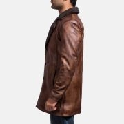 Cinnamon Distressed Sheepskin Leather Faux Fur Coat - Image 5