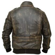 A2 Aviator Distressed Cowhide Leather Bomber Aviator Flight Jacket back