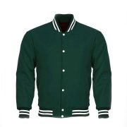 Men's Full Green Casual Pilot Varsity Jacket With White Strips
