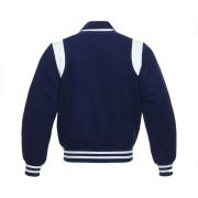 Byron Collar Blue Baseball Varsity Jacket With Side Stripe - Image 3