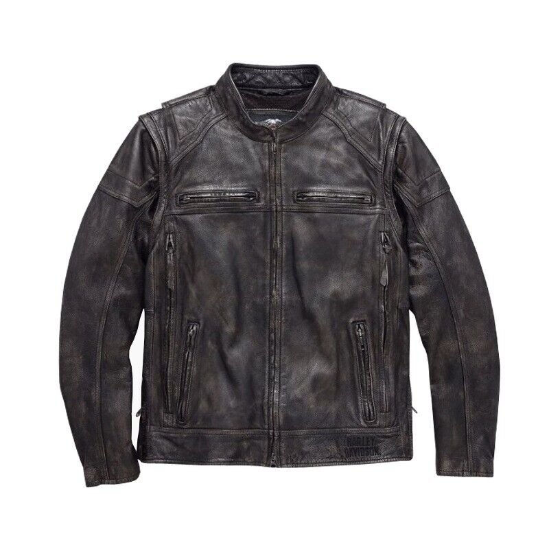 Harley Davidson Men Dauntless Convertible 2 in 1 Genuine Cow Leather Harley Davidson Men Dauntless Convertible 2 in 1 Genuine Cow Leather Jacket Motocollection