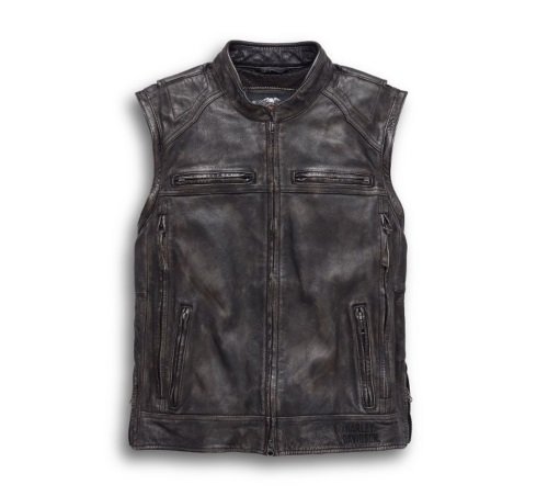 3-36.jpg Harley Davidson Men Dauntless Convertible 2 in 1 Genuine Cow Leather Jacket - Image 4