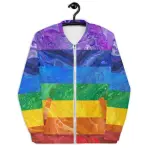 Weirdcore Rainbow Colorblock Bomber Jacket