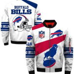 Bishop NFL Buffalo Bills Printed White Bomber Jacket