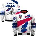 Bishop NFL Buffalo Bills Printed White Bomber Jacket