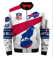 Bishop NFL Buffalo Bills Printed White Bomber Jacket