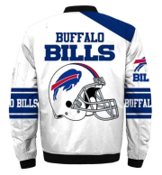 Bishop NFL Buffalo Bills Printed White Bomber Jacket