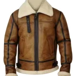 Brian-B3 Distressed Brown Shearling Bomber Jacket