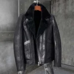 Tyler Distressed Black Shearling Fur Jacket