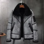 Jeremy Grey Black Shearling Fur SF Bomber Jacket