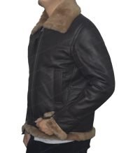 Luke-SF Aviator Dark Brown Sheepskin Leather Jacket - Image 3