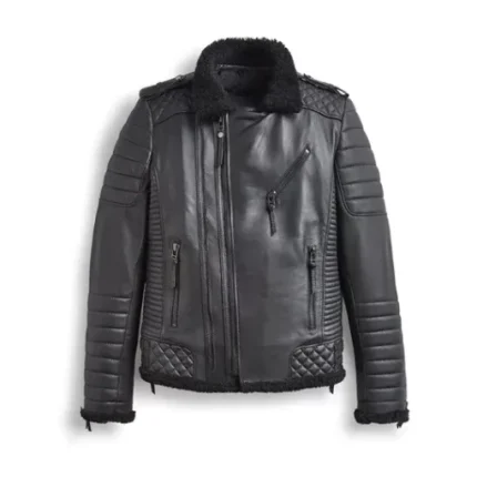 Benjamin Biker Padded Quilted Shearling Jacket