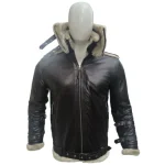 Christopher Large Fur Belted Collar Black Leather Jacket