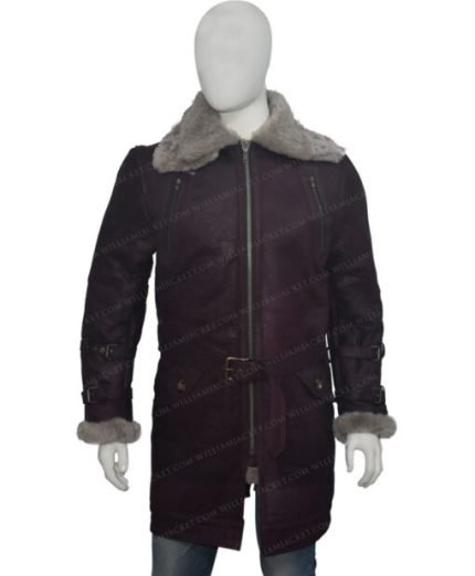 Allen RAF B16 Bomber Long Sheepskin Leather Trench Coat