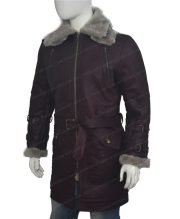 Allen RAF B16 Bomber Long Sheepskin Leather Trench Coat - Image 4