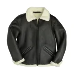 Philip Black Shearling Fur B6 Bomber Leather Jacket