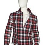 Walker Cotton Shearling Fur Red Plaid Shirt Jacket