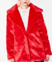 8 Ball Logo Printed Red Fur Jacket - Image 2