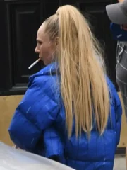 Ted Lasso S03 Juno Temple Blue Puffer Jacket - Image 3