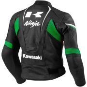 Men’s Kawasaki Black Real Biker Leather Jacket - Image 2
