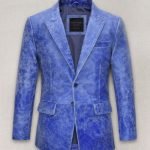 Artistic Blue Leather Suit – A Masterpiece of Style and Sophistication