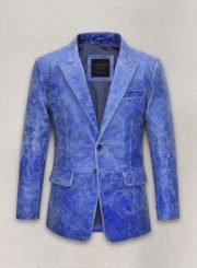 Artistic Blue Leather Suit – A Masterpiece of Style and Sophistication