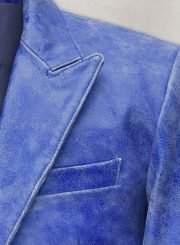 Artistic Blue Leather Suit – A Masterpiece of Style and Sophistication