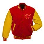 Calgary Flames Red and Gold Varsity Jacket – Premium Unisex Fan Apparel