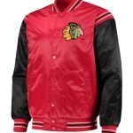 Chicago Blackhawks Red and Black Satin Jacket – Unisex Starter Collection