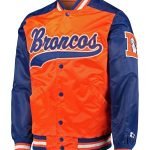 Denver Broncos Orange Varsity Jacket–Perfect for fans.
