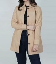 Kandis Women's Classic Camel Brown Suede Car Coat