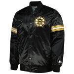 Men's Boston Bruins Black Satin Varsity Jacket – Pick & Roll Full-Snap