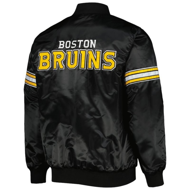 Men's Boston Bruins Black Satin Varsity Jacket – Pick & Roll Full-Snap
