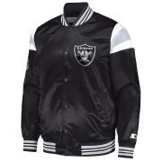 Men's Starter Black Las Vegas Raiders Satin Full-Snap Varsity Jacket