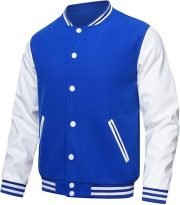 Men’s Varsity Jacket by HOOD CREW – Faux Leather Sleeves & College Style