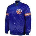 New York Islanders Royal Satin Jacket–Starter Pick & Roll Full-Snap Varsity