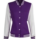 Purple & White Women's Varsity Baseball Jacket – Timeless Letterman Style