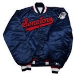 Washington Senators 90’s Satin Jacket – Retro Blue Full-Snap Varsity
