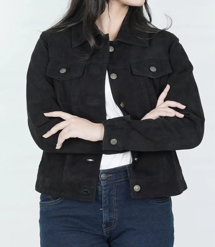 Women's Black Suede Trucker Jacket for Every Occasion
