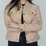 Women's Camel Suede Trucker Jacket for Everyday Wear