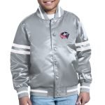 Youth Columbus Blue Jackets Silver Satin Varsity Jacket – Starter Full-Snap