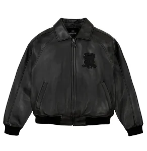 Avirex Icon Black Bomber Jacket – Luxury Lamb Leather - Front
